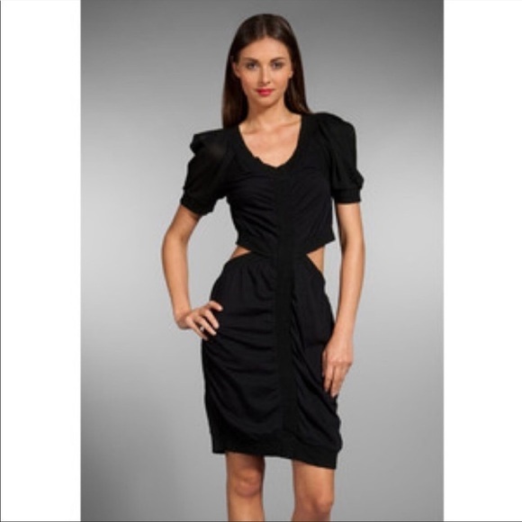 Marc by Marc Jacobs Cutout Back Dress Black Jersey Mesh Fitted Sz M - Picture 1 of 13